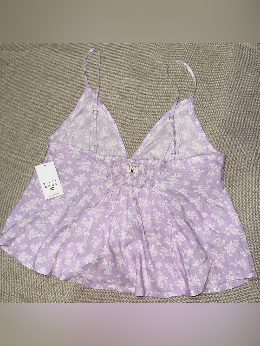 Billabong Carefree Cami Lavender Floral Tank Top Size M - Picture 5 of 10